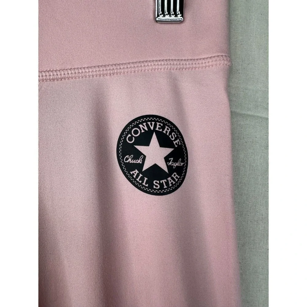 New Converse Girls Patch High Rise‎ Leggings size Medium Pink